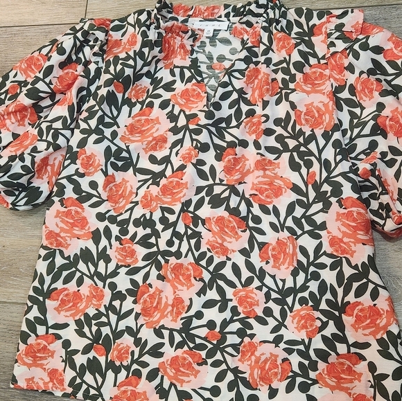 THML Coral and Green Floral Blouse - Picture 2 of 6